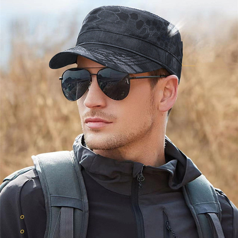 Flat Top Waterproof Cap Thin Python Camo Hat