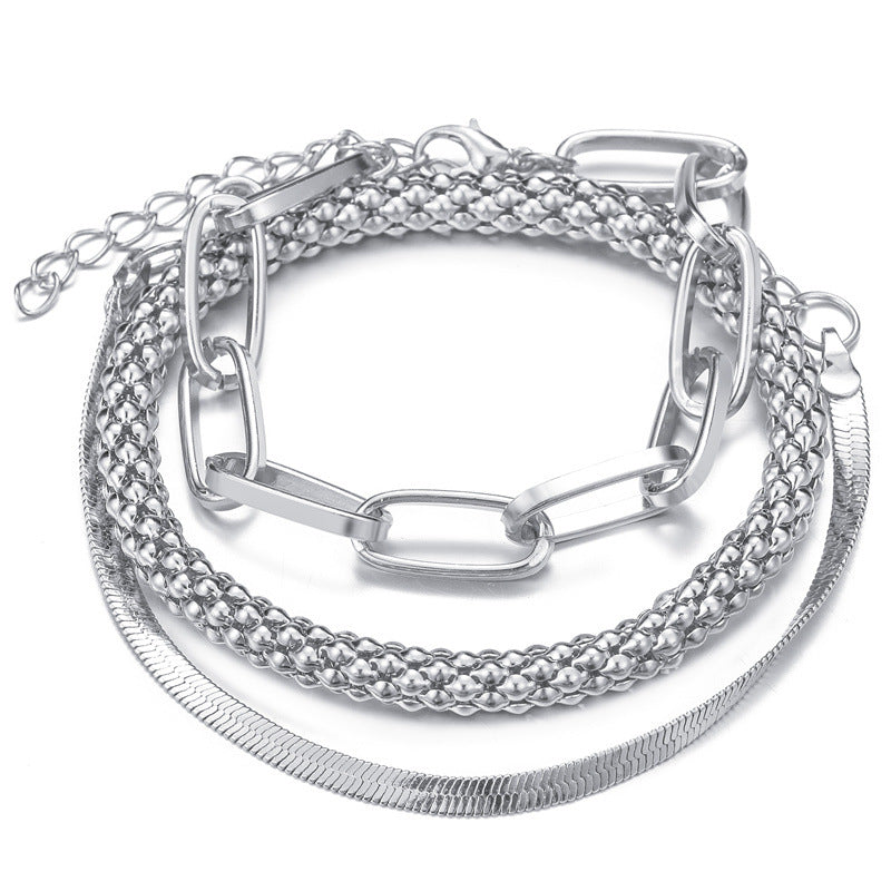 Snake Bone Chain Multi Layer Bracelet Creative Retro 3 Piece Set