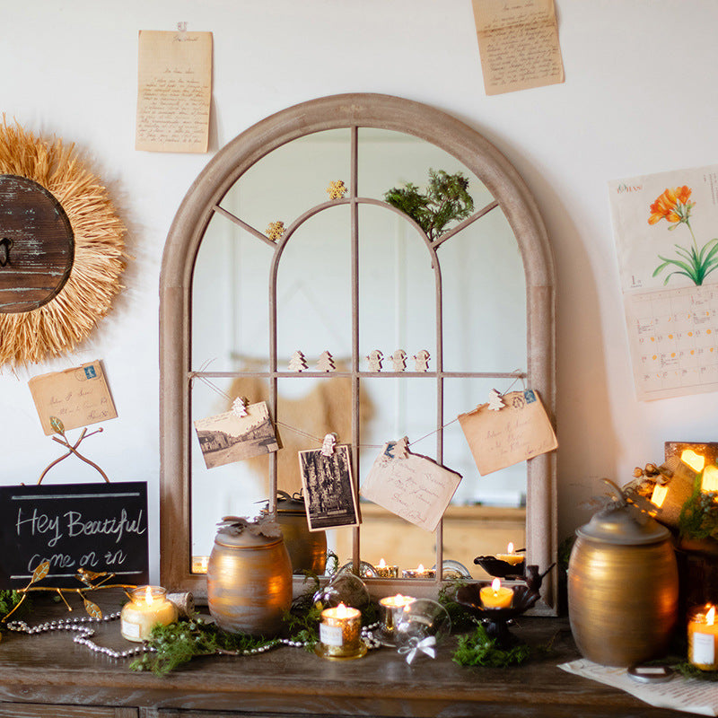 Retro French Wall Mirror with Faux Window Frame