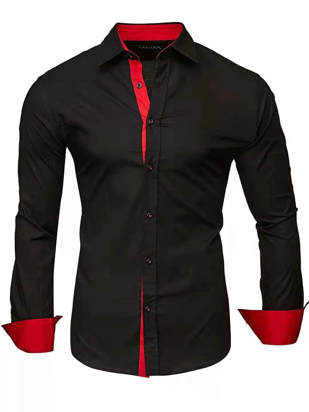 Contrast Colored Long-Sleeved Casual Shirt
