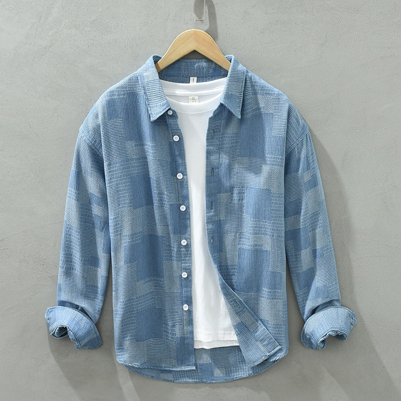 Jacquard Denim Shirt for Men