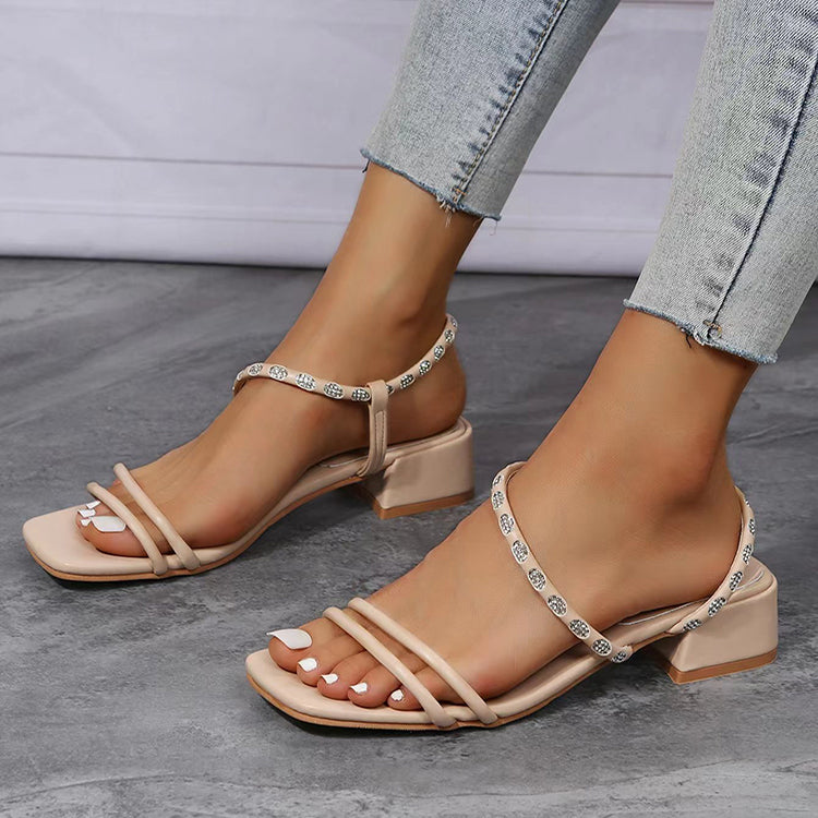 Square Toe Low Heel Sandals