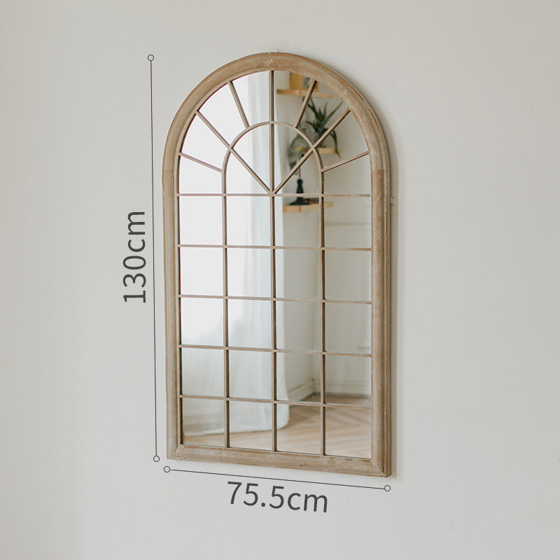 Retro French Wall Mirror with Faux Window Frame