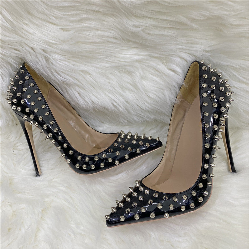 Spikes Pointed Stiletto Rivet Low-Cut High Heels