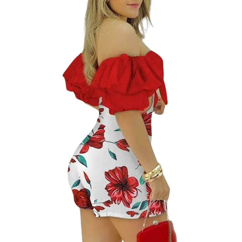 Floral Elegance Off-Shoulder Short Dress