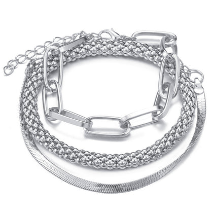 Snake Bone Chain Multi Layer Bracelet Creative Retro 3 Piece Set