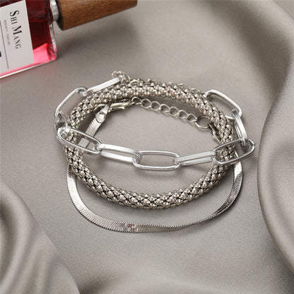 Snake Bone Chain Multi Layer Bracelet Creative Retro 3 Piece Set